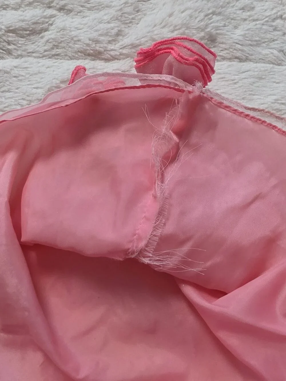 Vintage Fashion Doll Pink Dress Gown Ruffle Sleeves Metal Snaps